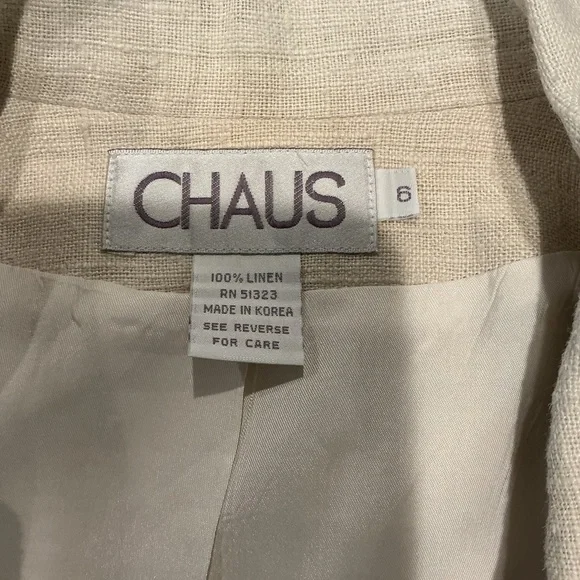 CHAUS 100% Linen Blazer Jacket Women Size 6 Beige Lightweight Classic - Picture 5 of 8